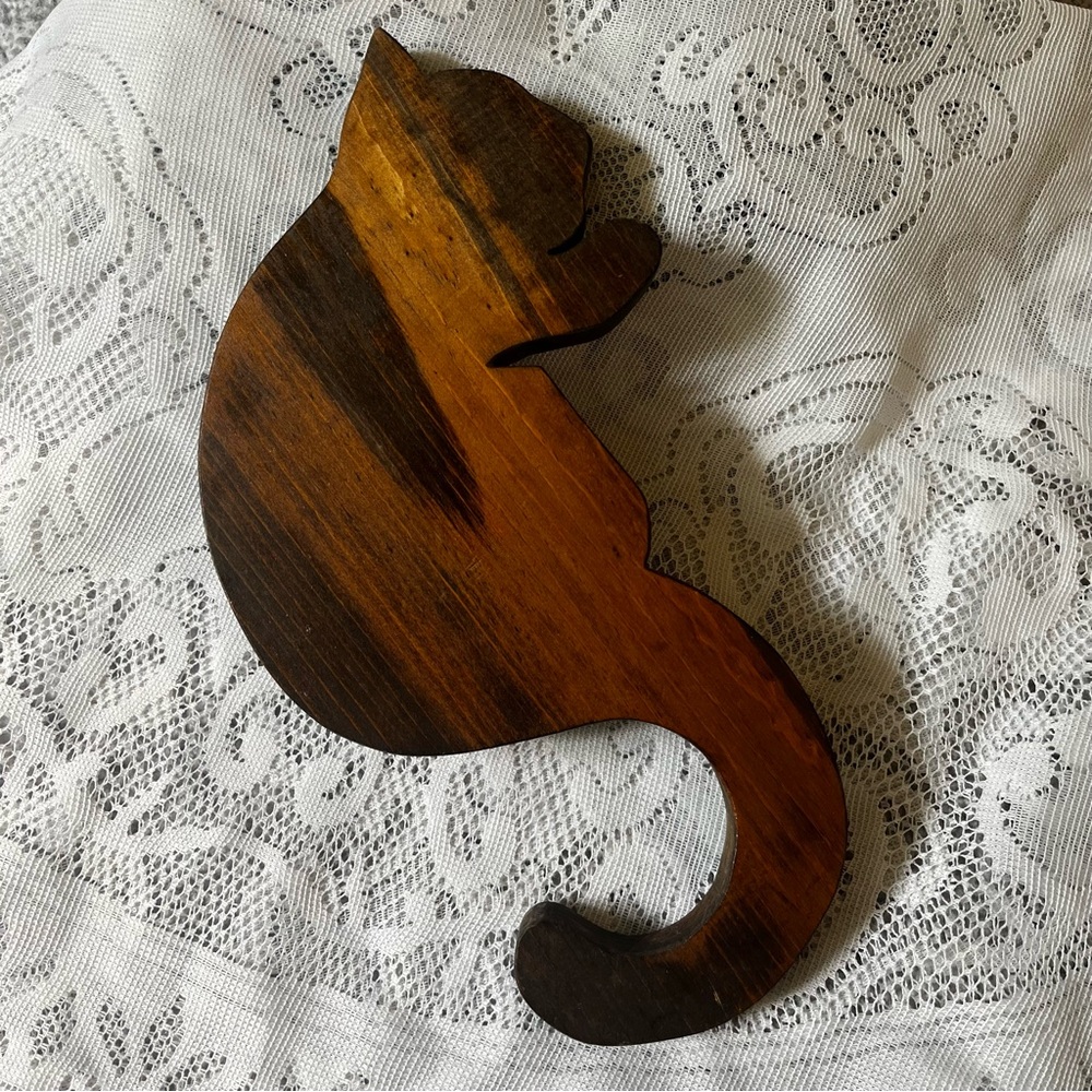 Vintage Wooden Cat Oven Rack Pull